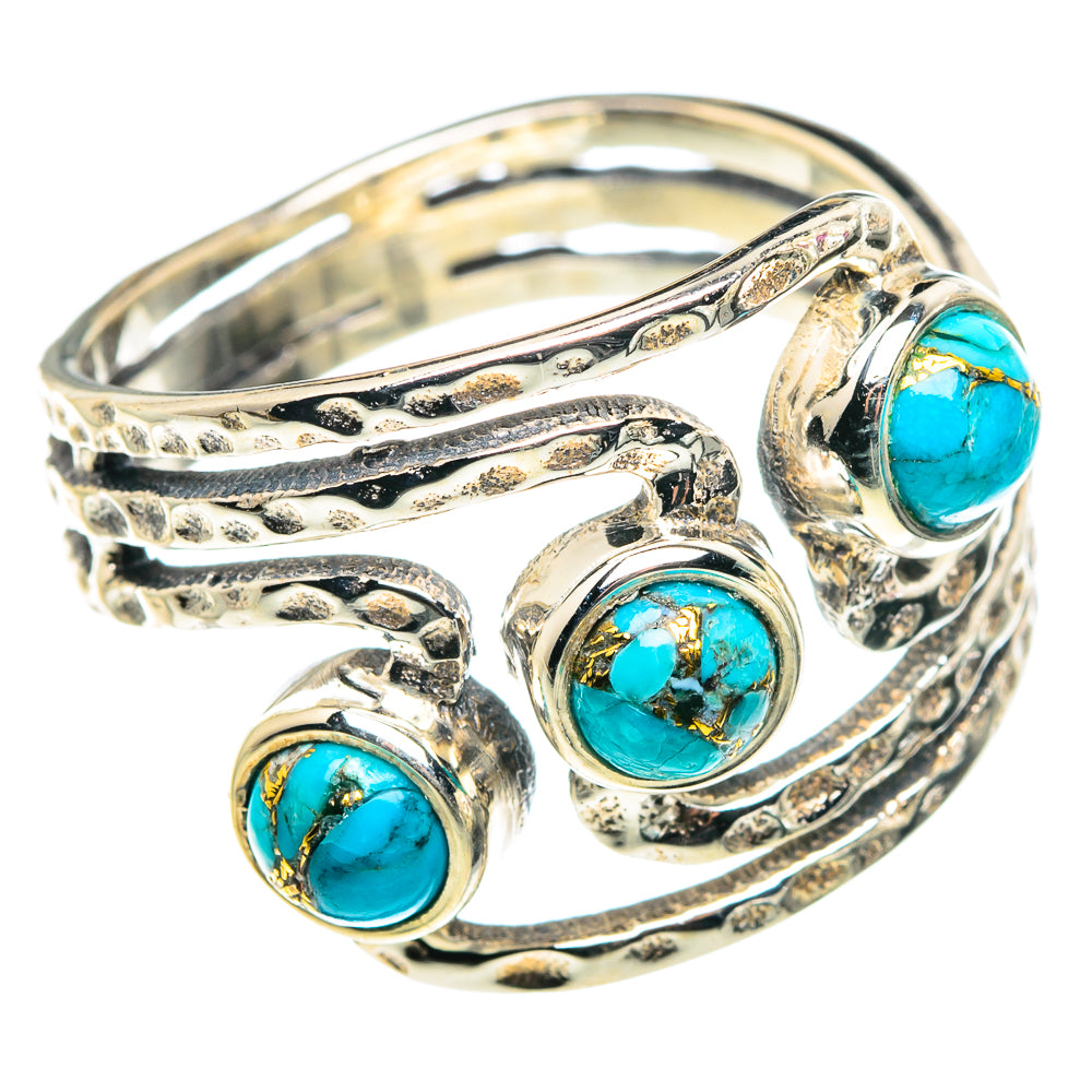 Blue Copper Composite Turquoise Rings handcrafted by Ana Silver Co - RING90135