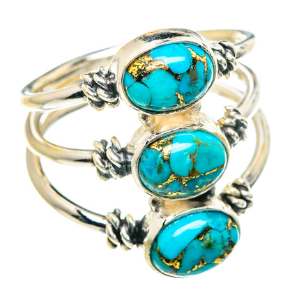 Blue Copper Composite Turquoise Rings handcrafted by Ana Silver Co - RING90140