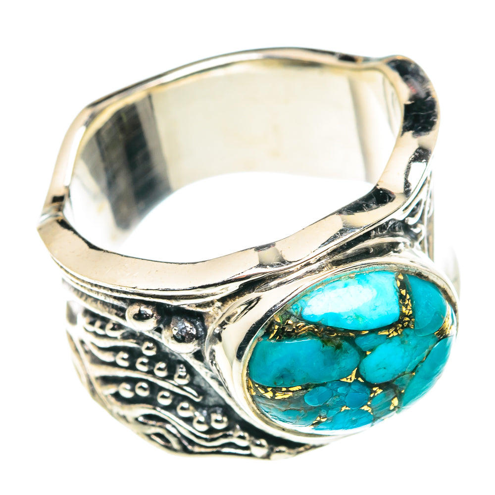 Blue Copper Composite Turquoise Rings handcrafted by Ana Silver Co - RING90232