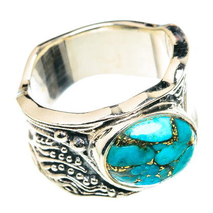 Blue Copper Composite Turquoise Rings handcrafted by Ana Silver Co - RING90232