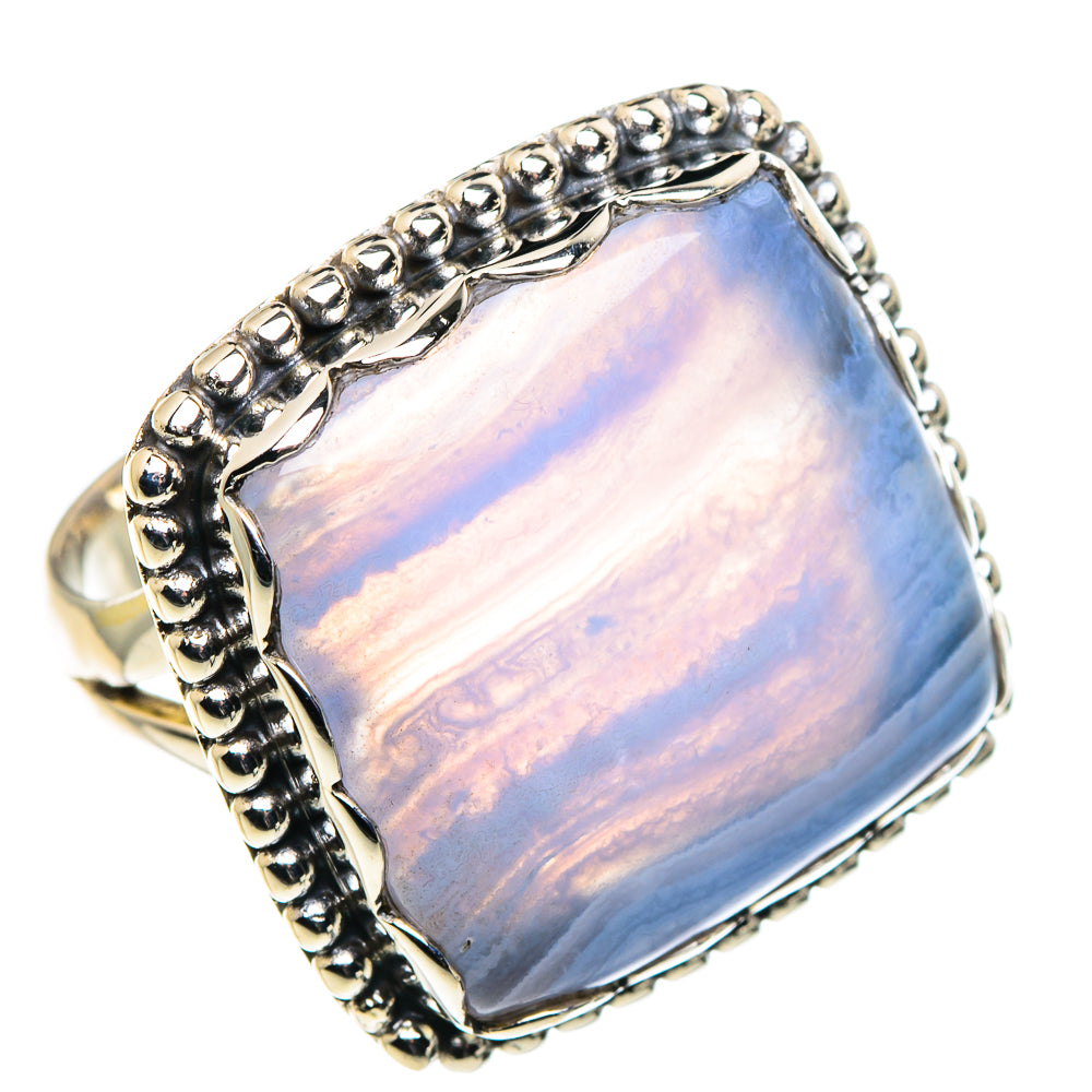 Blue Lace Agate Rings handcrafted by Ana Silver Co - RING90269