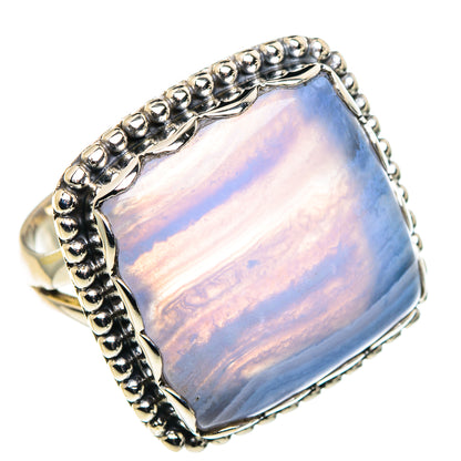 Blue Lace Agate Rings handcrafted by Ana Silver Co - RING90269