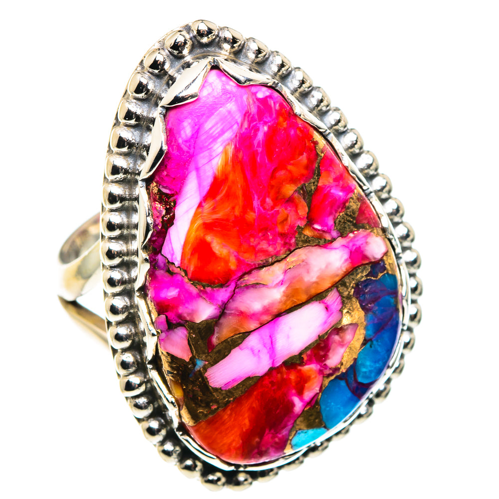 Pink Purple Copper Composite Turquoise Rings handcrafted by Ana Silver Co - RING90276