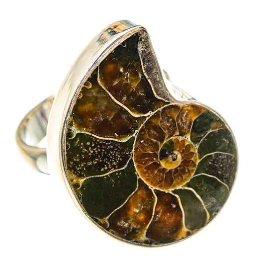 Ammonite Fossil Rings handcrafted by Ana Silver Co - RING90292