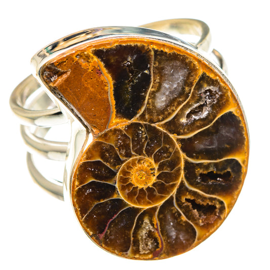 Ammonite Fossil Rings handcrafted by Ana Silver Co - RING90294