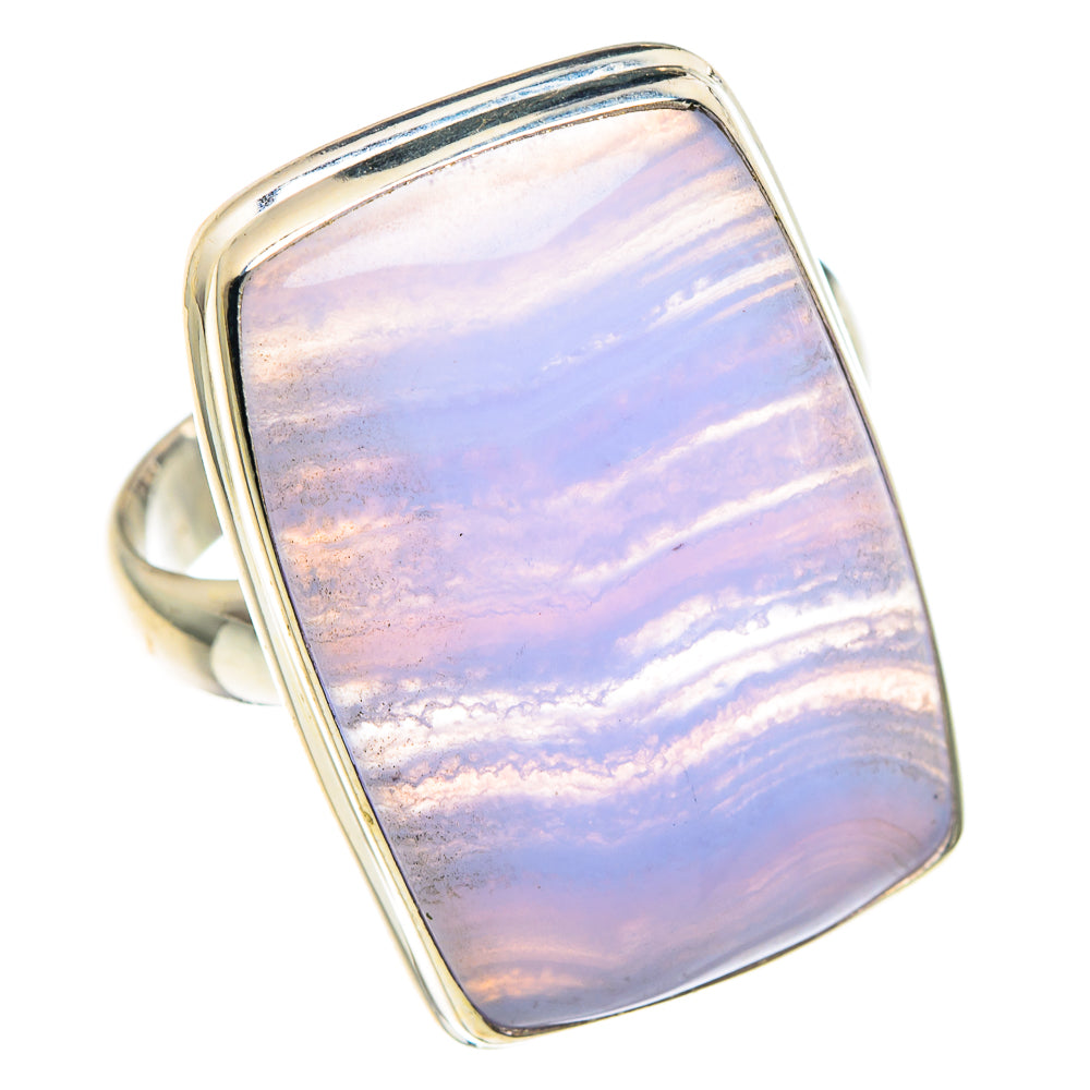Blue Lace Agate Rings handcrafted by Ana Silver Co - RING90309