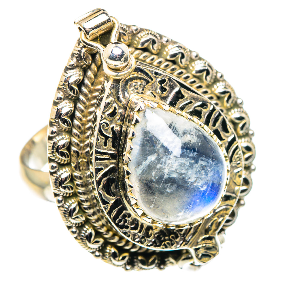 Rainbow Moonstone Rings handcrafted by Ana Silver Co - RING90310