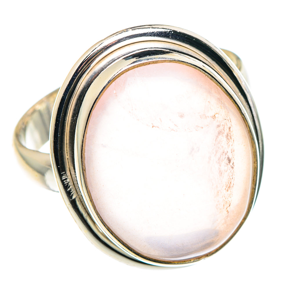 Rose quartz oval cabochon ring, 925 sterling silver triple band
