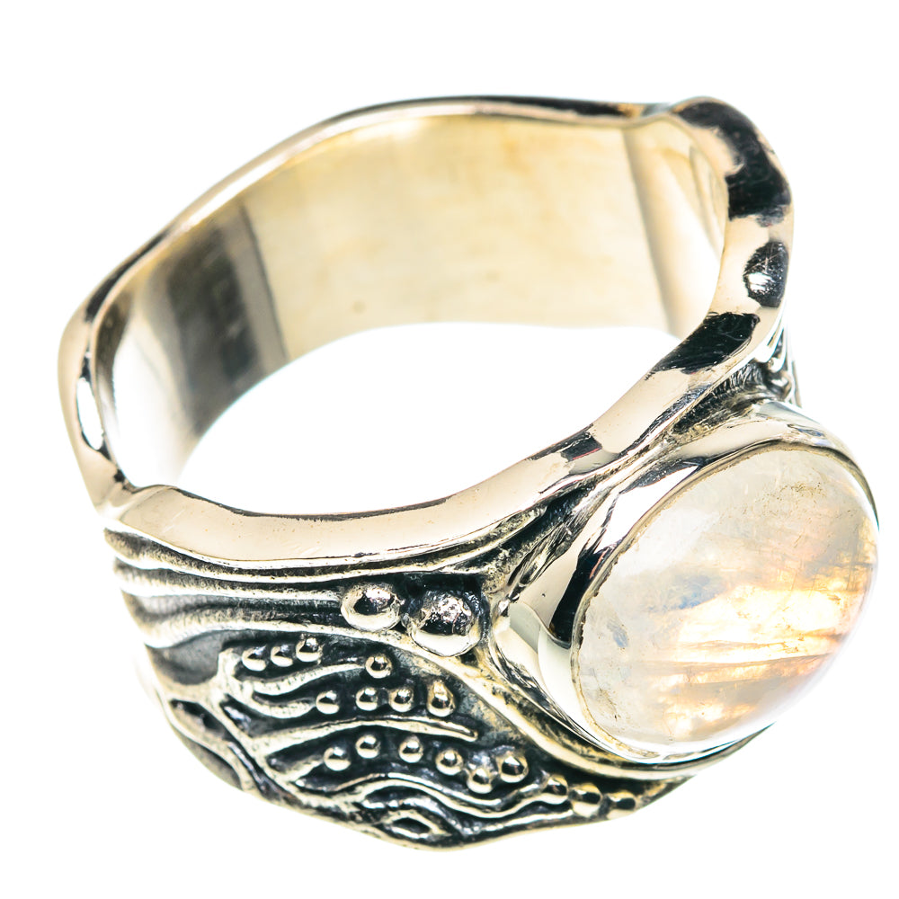 Rainbow Moonstone Rings handcrafted by Ana Silver Co - RING90372