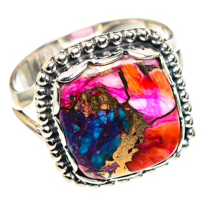 Kingman Pink Dahlia Turquoise Rings handcrafted by Ana Silver Co - RING90373