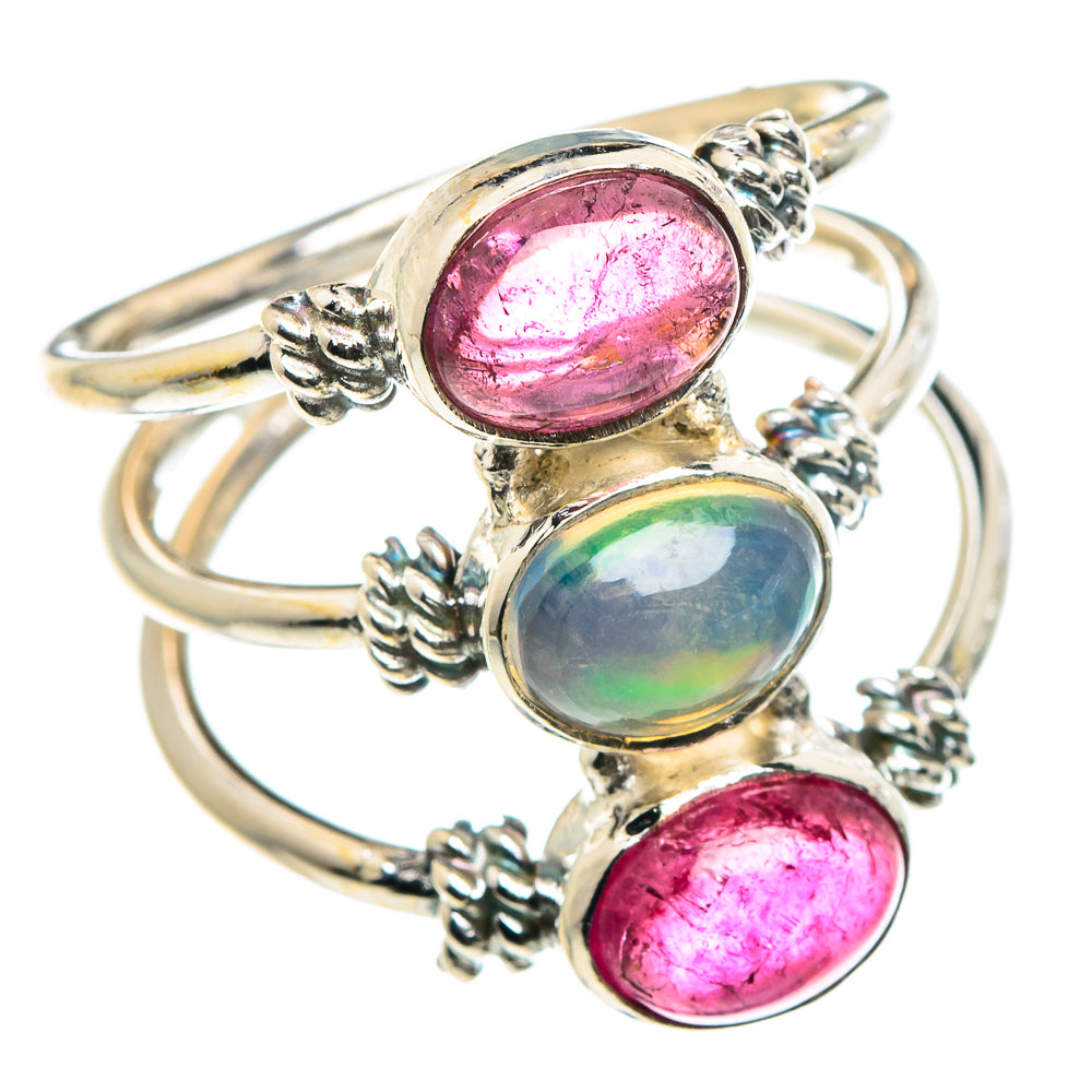 Ethiopian Opal, Pink Tourmaline Rings handcrafted by Ana Silver Co - RING90429