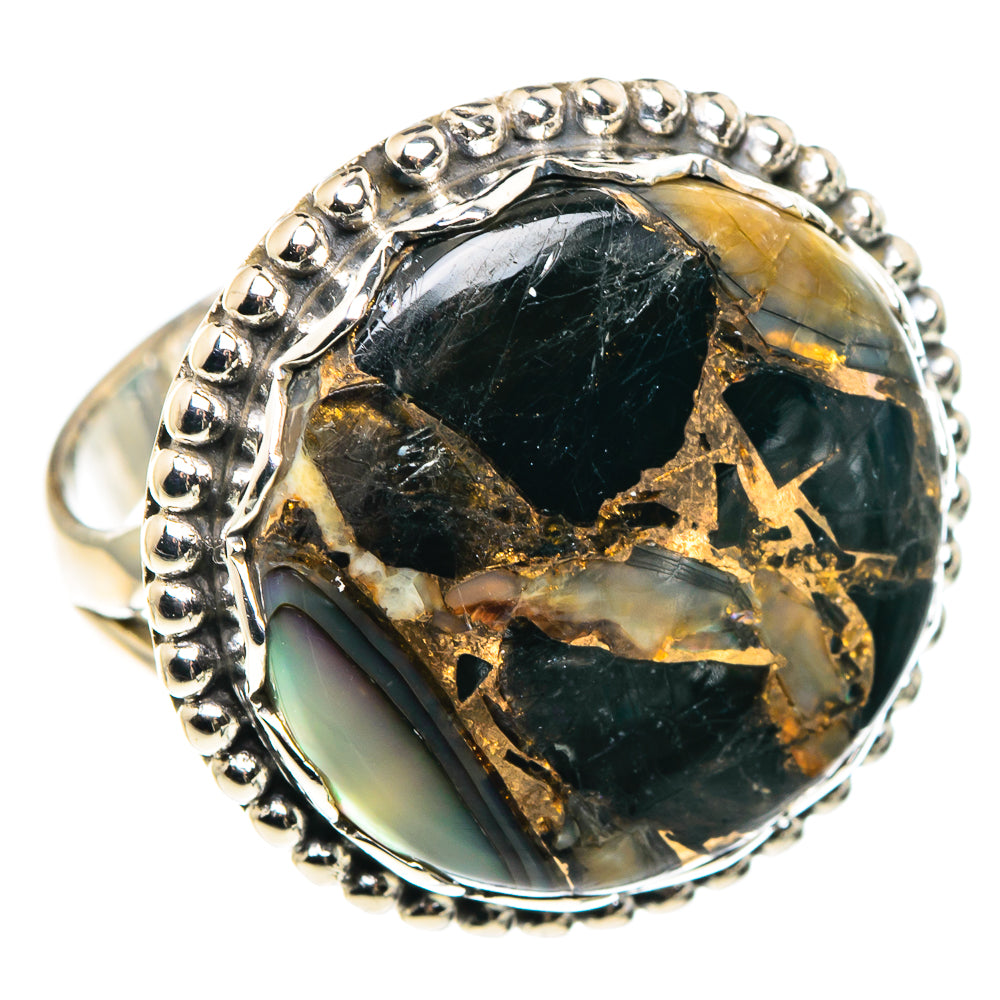 Black Copper Composite Turquoise Rings handcrafted by Ana Silver Co - RING90526