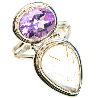 Rutilated Quartz, Amethyst Rings handcrafted by Ana Silver Co - RING90533