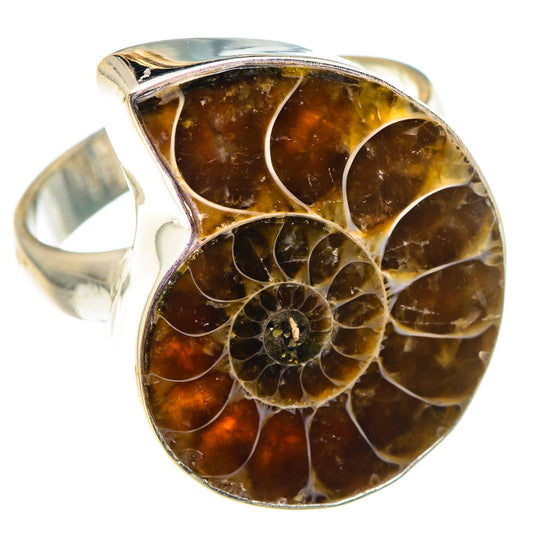 Ammonite Fossil Rings handcrafted by Ana Silver Co - RING90555