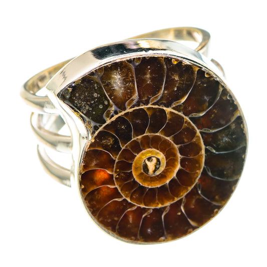 Ammonite Fossil Rings handcrafted by Ana Silver Co - RING90558
