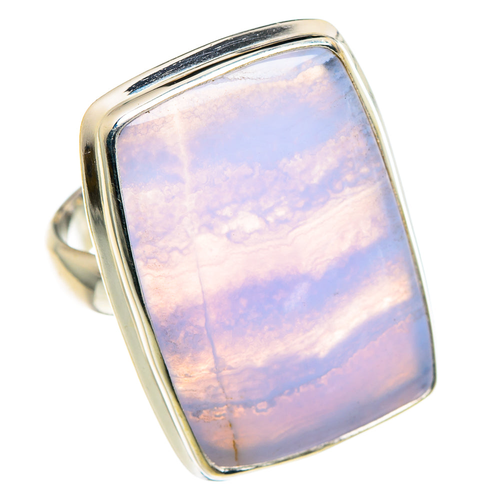 Blue Lace Agate Rings handcrafted by Ana Silver Co - RING90578