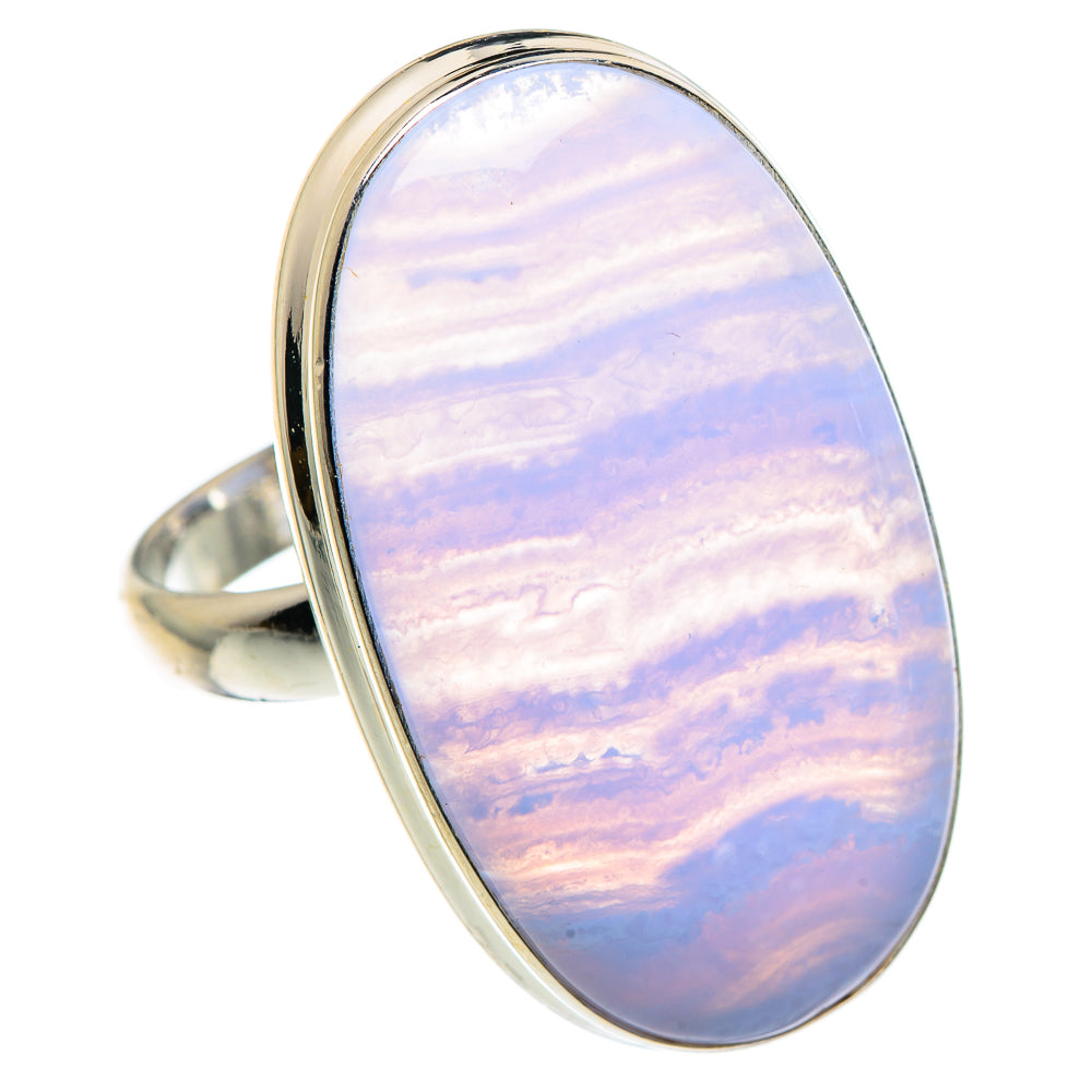Blue Lace Agate Rings handcrafted by Ana Silver Co - RING90580