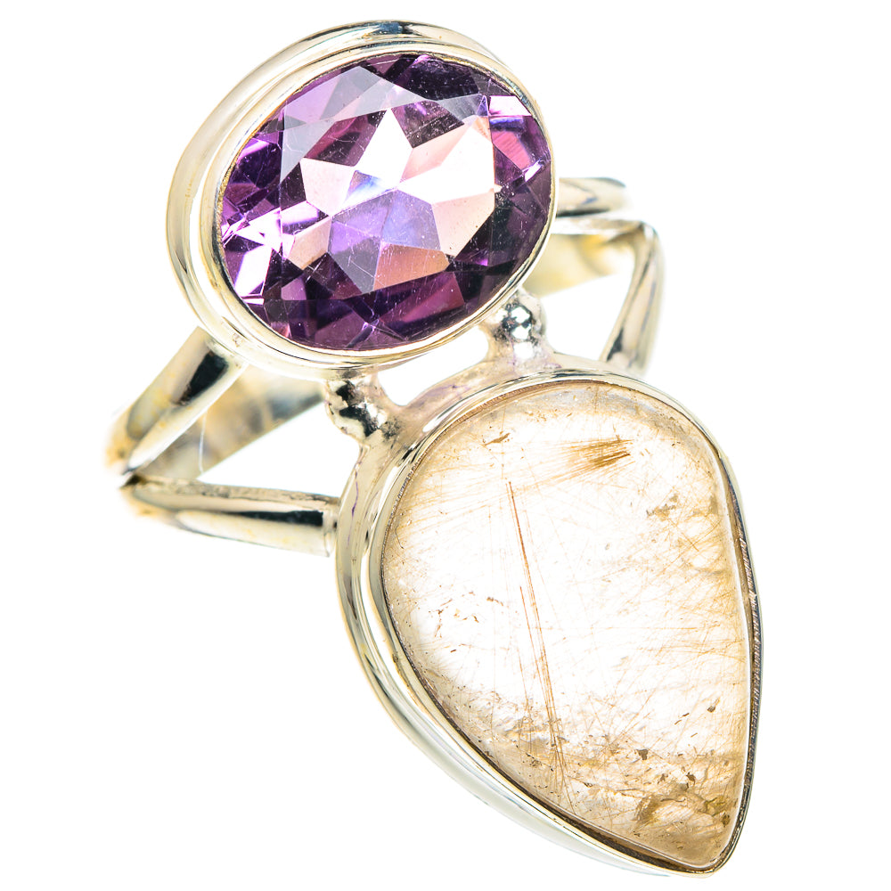 Rutilated Quartz, Amethyst Rings handcrafted by Ana Silver Co - RING90582