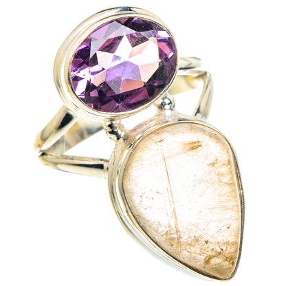 Rutilated Quartz, Amethyst Rings handcrafted by Ana Silver Co - RING90582