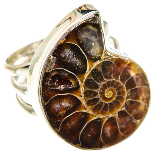 Ammonite Fossil Rings handcrafted by Ana Silver Co - RING90602