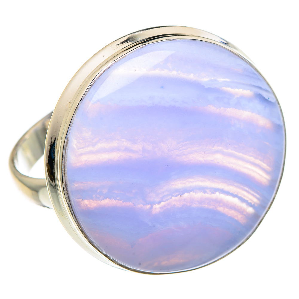 Blue Lace Agate Rings handcrafted by Ana Silver Co - RING90619