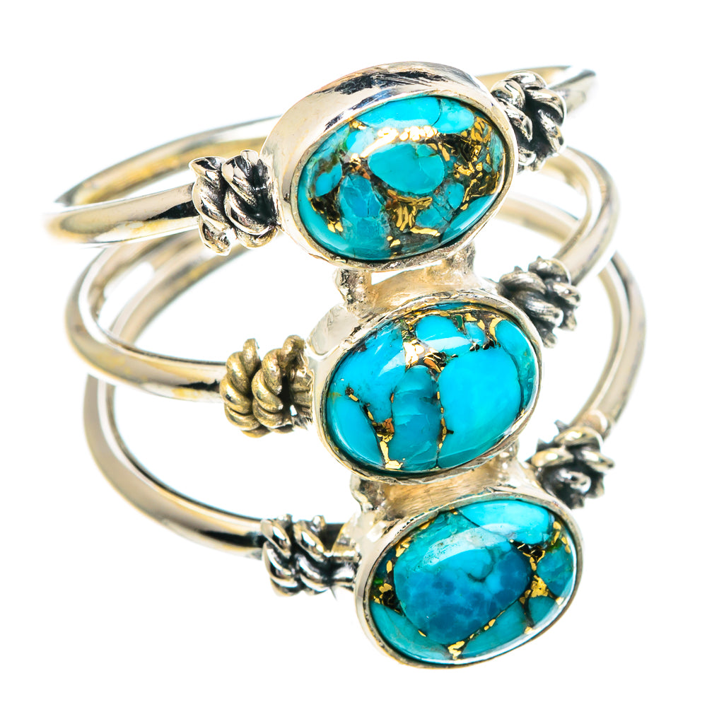 Blue Copper Composite Turquoise Rings handcrafted by Ana Silver Co - RING90623