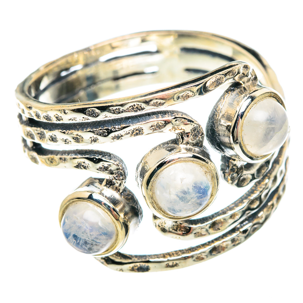 Rainbow Moonstone Rings handcrafted by Ana Silver Co - RING90717