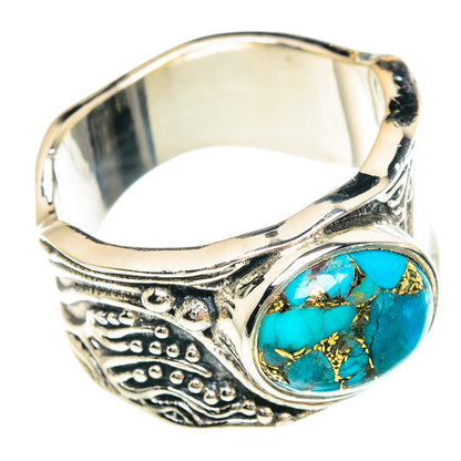 Blue Copper Composite Turquoise Rings handcrafted by Ana Silver Co - RING90807