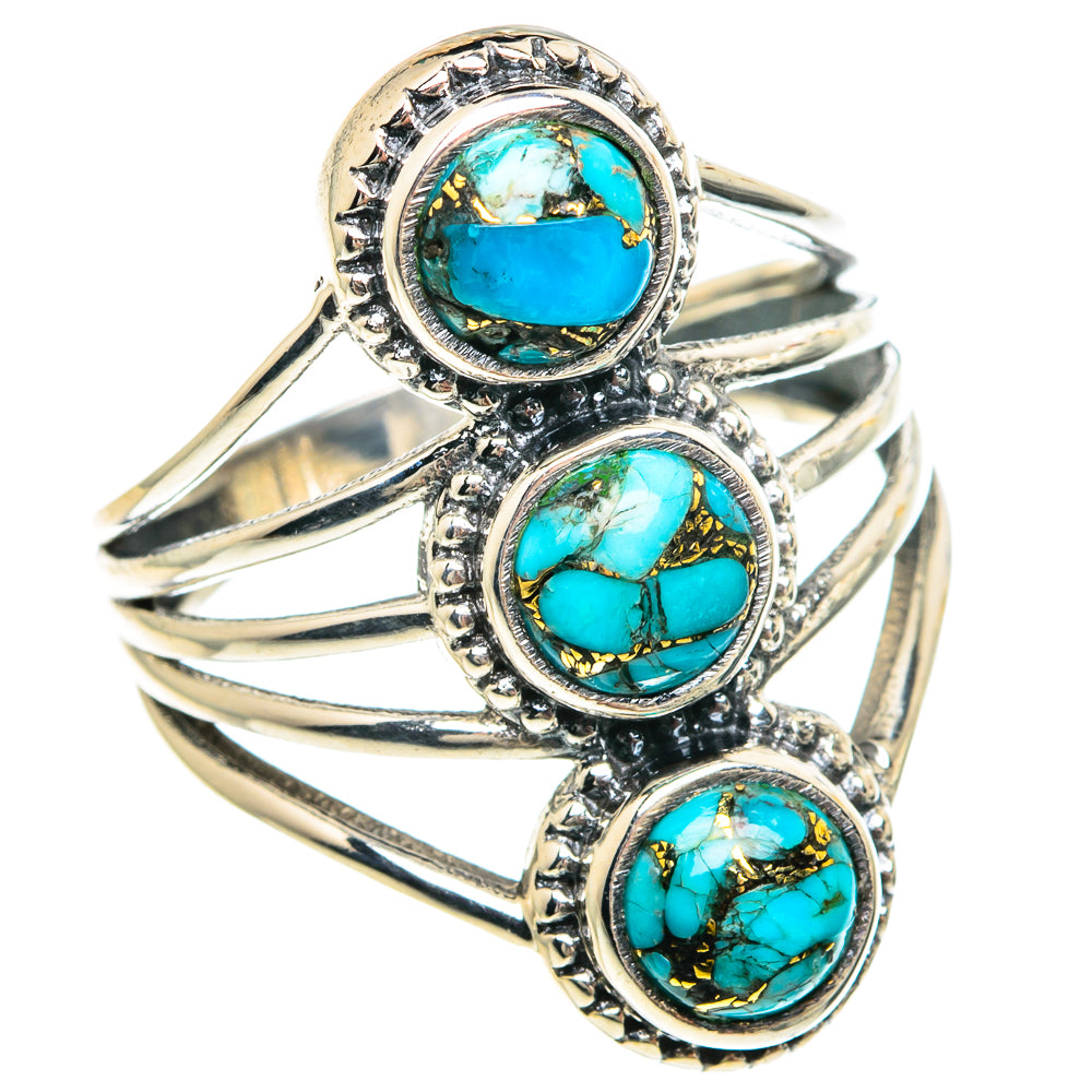 Blue Copper Composite Turquoise Rings handcrafted by Ana Silver Co - RING90810