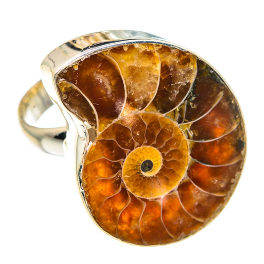 Ammonite Fossil Rings handcrafted by Ana Silver Co - RING90866
