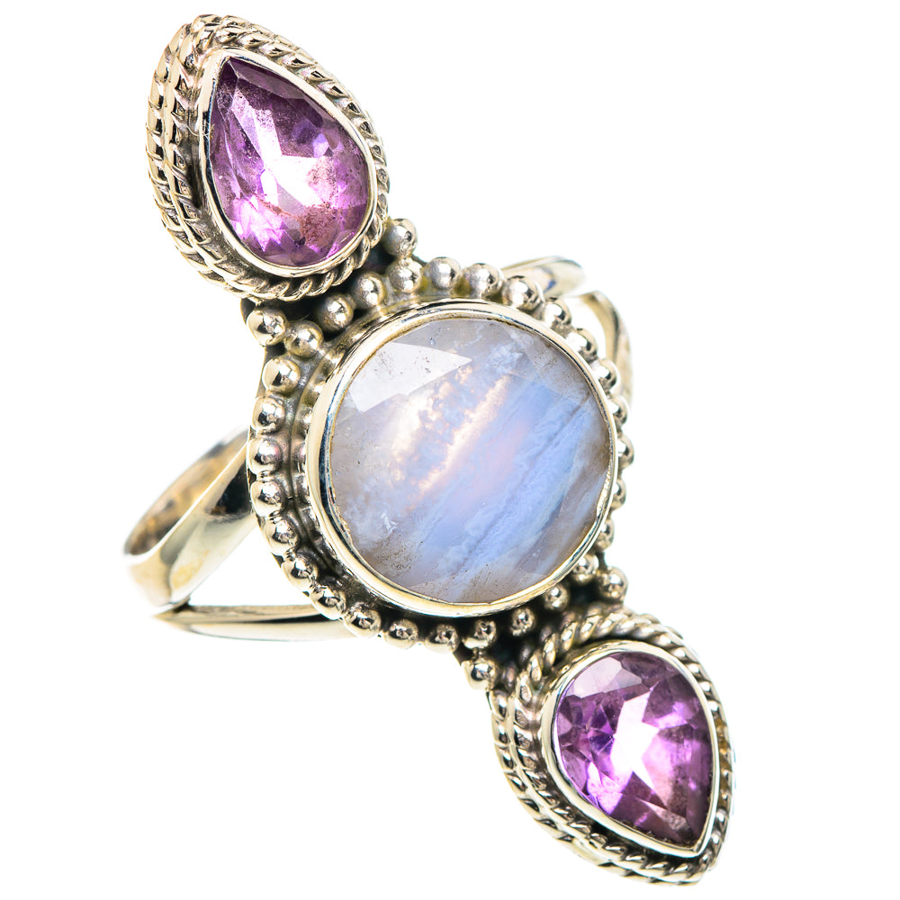 Blue Lace Agate Rings handcrafted by Ana Silver Co - RING90882
