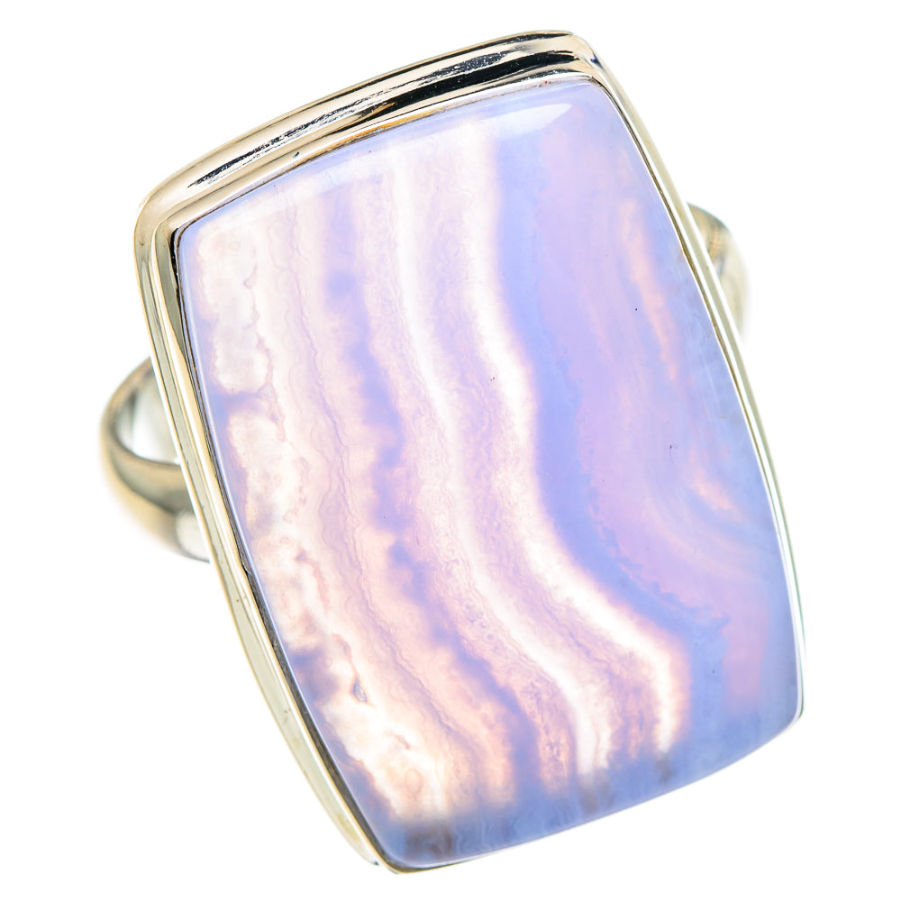 Blue Lace Agate Rings handcrafted by Ana Silver Co - RING90894