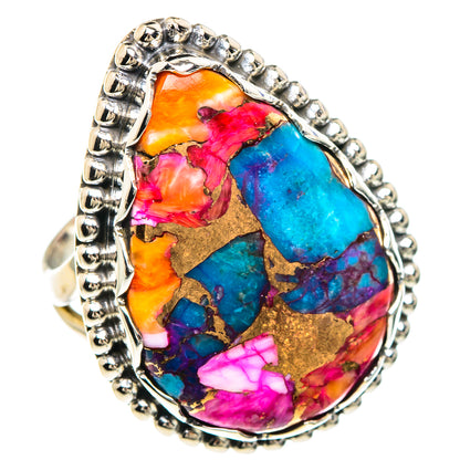 Kingman Pink Dahlia Turquoise Rings handcrafted by Ana Silver Co - RING90898