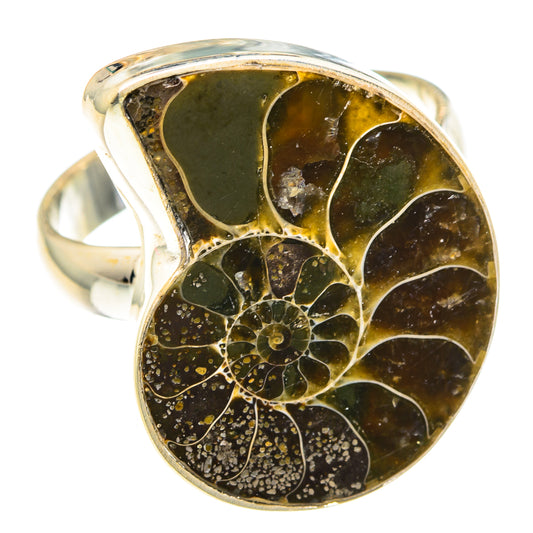 Ammonite Fossil Rings handcrafted by Ana Silver Co - RING90926