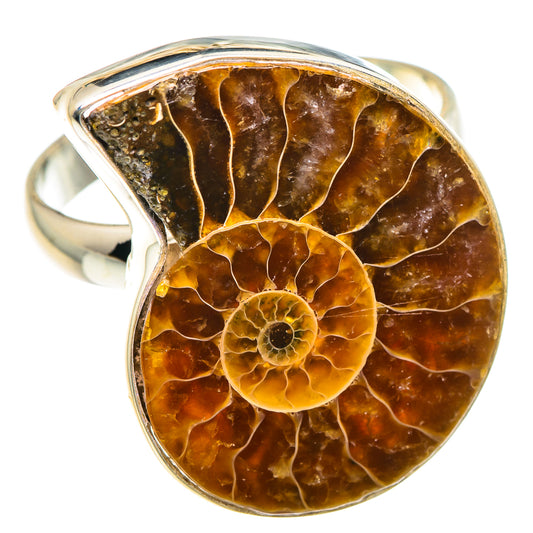 Ammonite Fossil Rings handcrafted by Ana Silver Co - RING90929