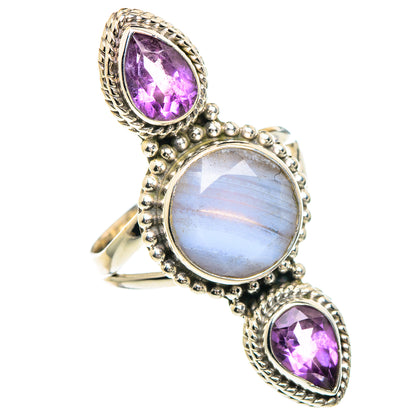 Blue Lace Agate Rings handcrafted by Ana Silver Co - RING90939
