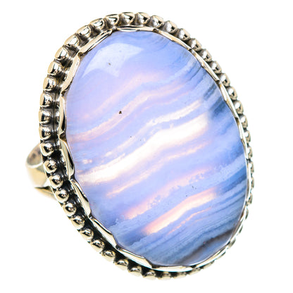 Blue Lace Agate Rings handcrafted by Ana Silver Co - RING90946