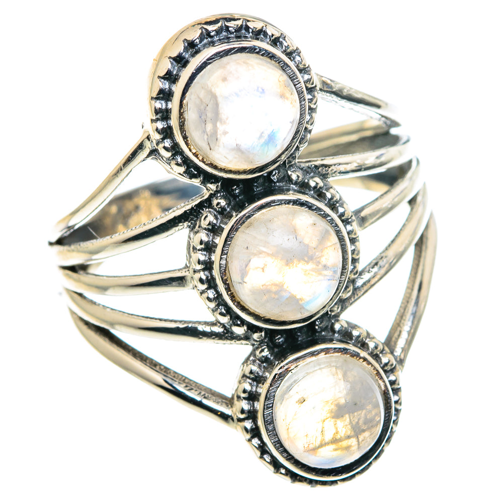 Rainbow Moonstone Rings handcrafted by Ana Silver Co - RING90981
