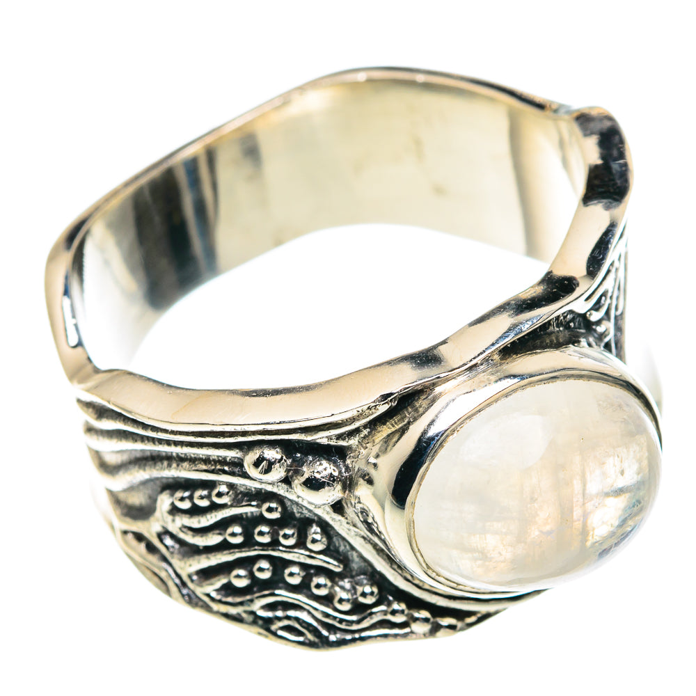 Rainbow Moonstone Rings handcrafted by Ana Silver Co - RING91018