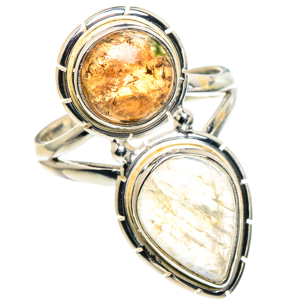 Rainbow Moonstone Rings handcrafted by Ana Silver Co - RING91059