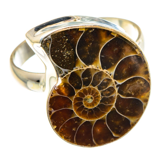 Ammonite Fossil Rings handcrafted by Ana Silver Co - RING91115