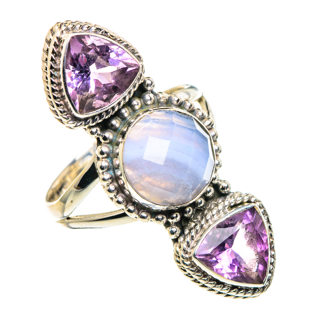 Blue Lace Agate Rings handcrafted by Ana Silver Co - RING91130