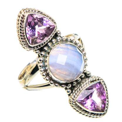 Blue Lace Agate Rings handcrafted by Ana Silver Co - RING91130