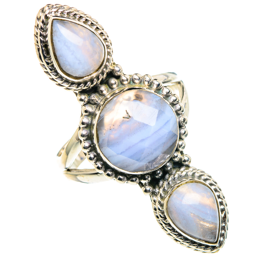 Blue Lace Agate Rings handcrafted by Ana Silver Co - RING91135