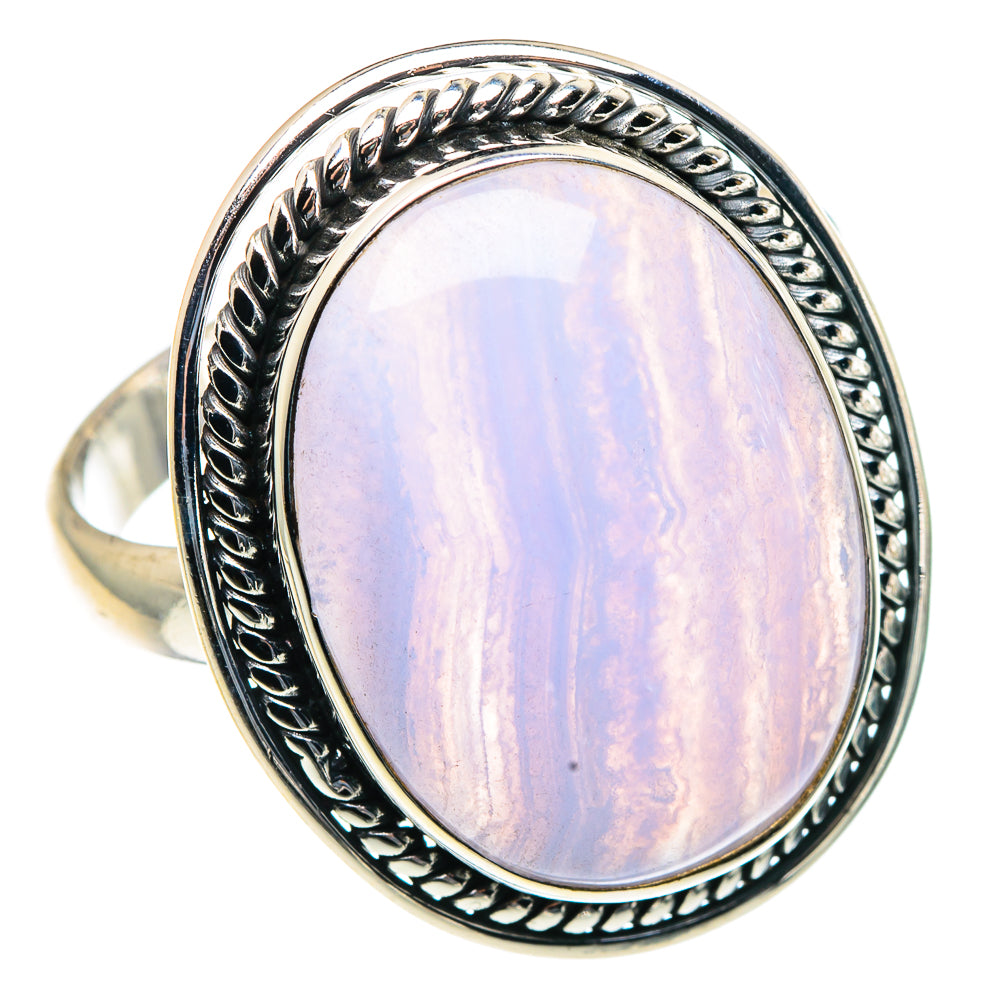 Blue Lace Agate Rings handcrafted by Ana Silver Co - RING91140