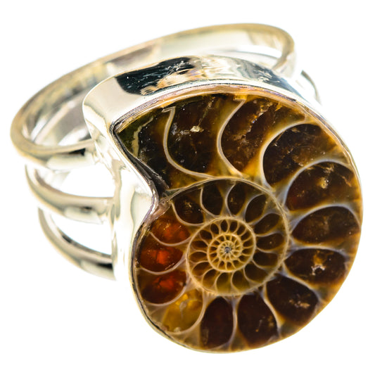 Ammonite Fossil Rings handcrafted by Ana Silver Co - RING91172