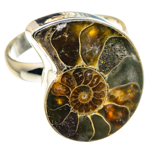 Ammonite Fossil Rings handcrafted by Ana Silver Co - RING91177