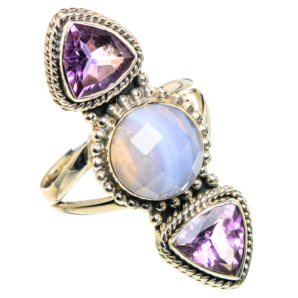 Blue Lace Agate Rings handcrafted by Ana Silver Co - RING91187
