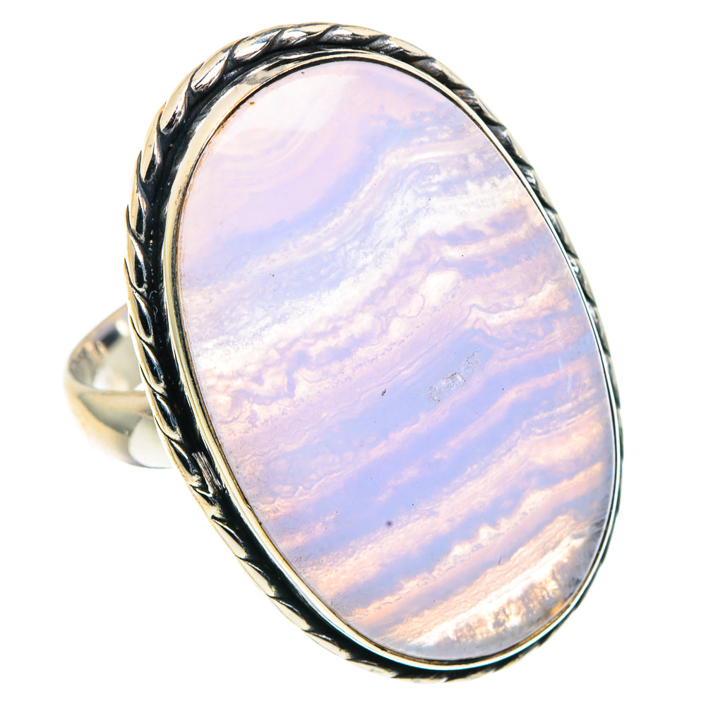 Blue Lace Agate Rings handcrafted by Ana Silver Co - RING91190