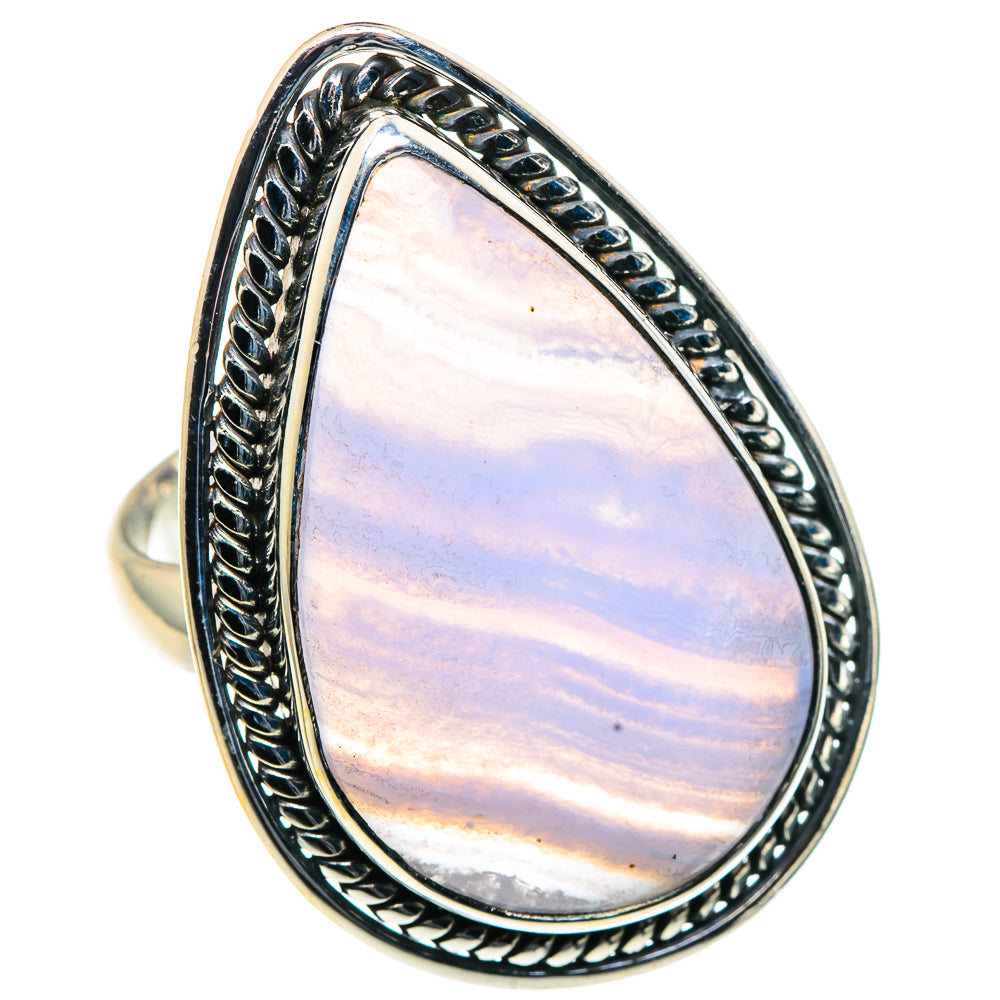 Blue Lace Agate Rings handcrafted by Ana Silver Co - RING91235